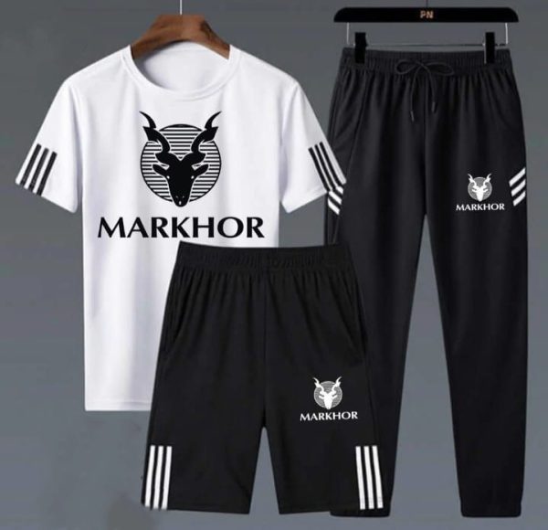 Markhor 3-Piece Tracksuit – White & Black