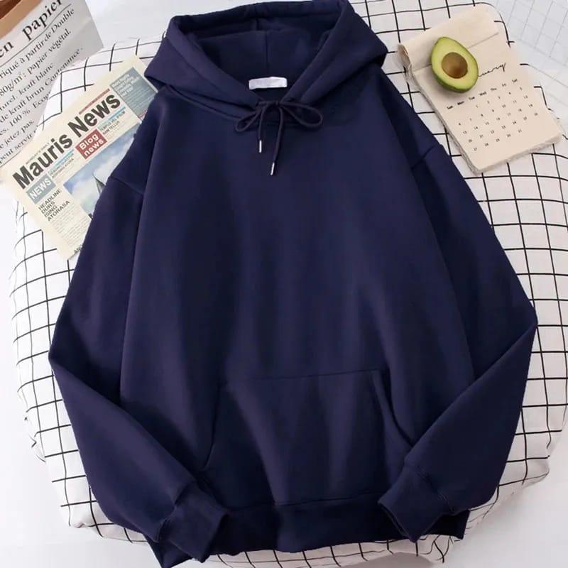 Fleece Comfortable Blue Hooded Hoodie