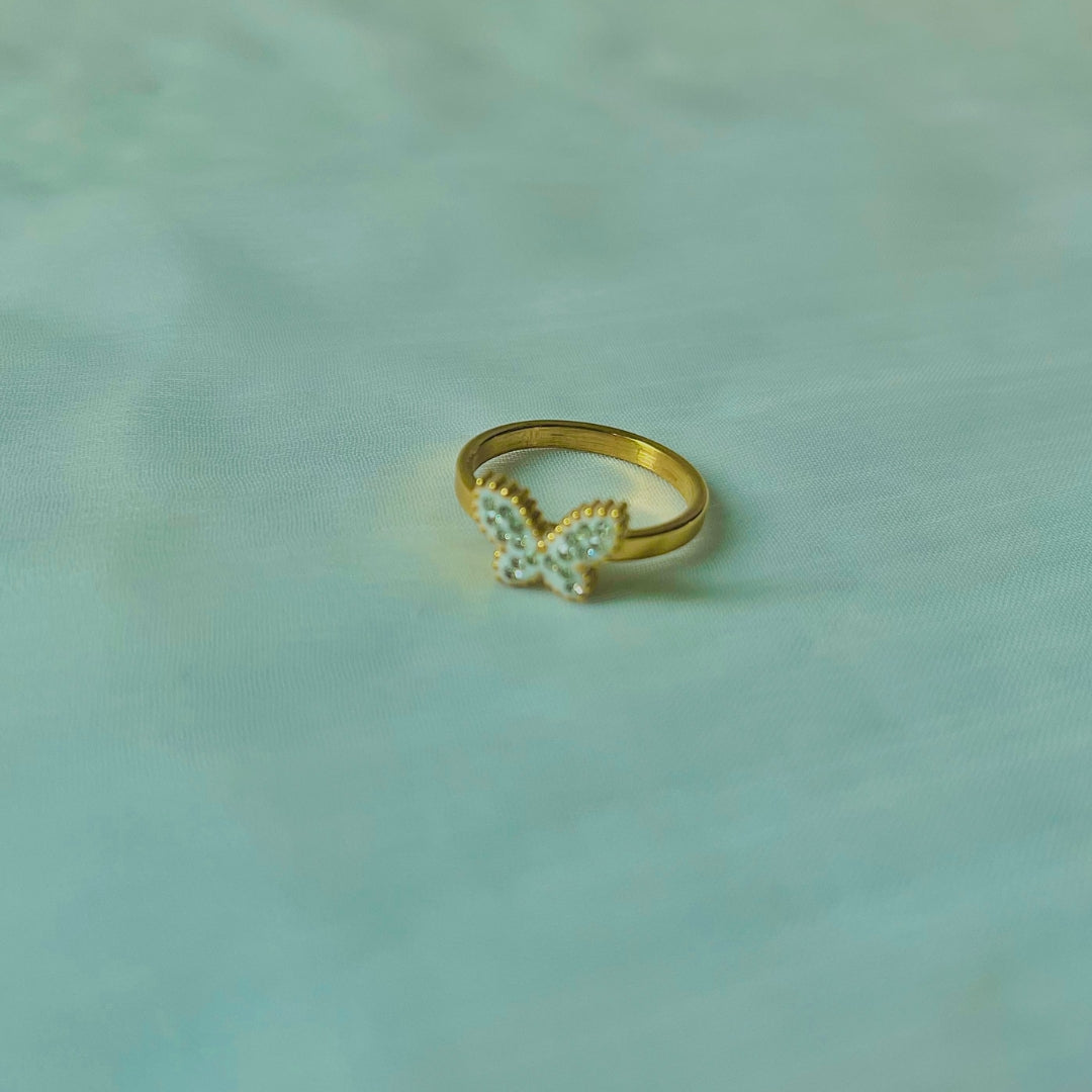 Butterfly Crystal Golden Ring J_30