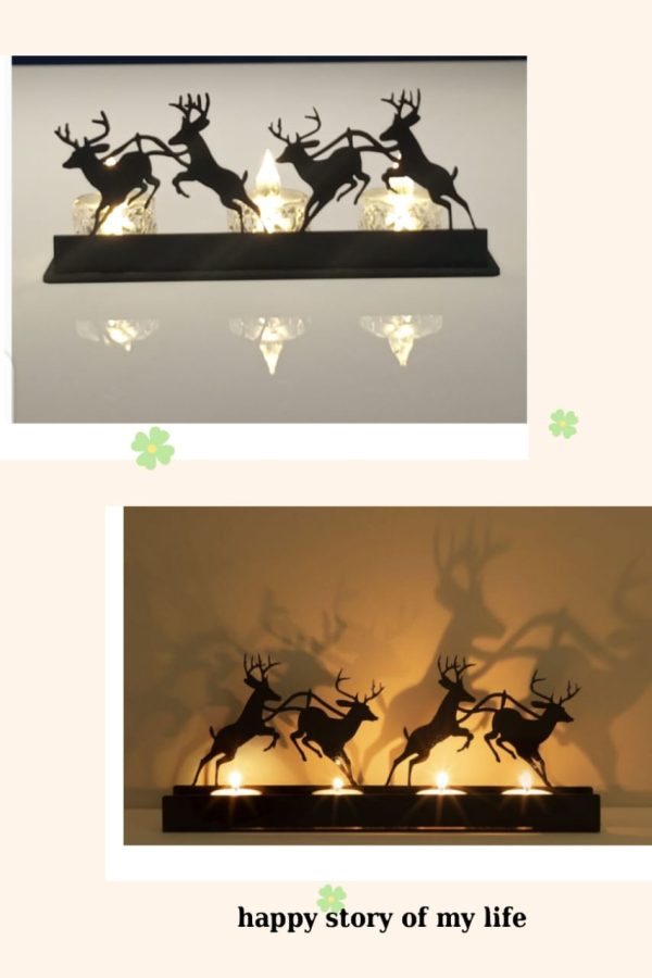 MDF Wood Deer Art Candle Holder for Desktop Decoration