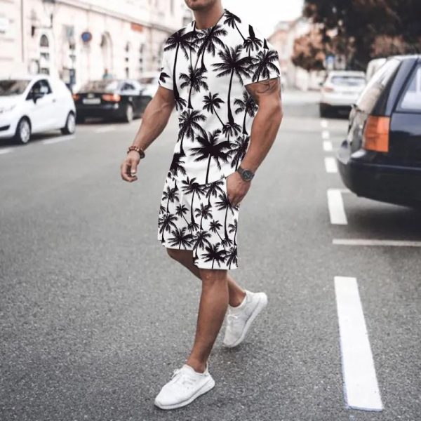 Summer Tree Print Tracksuit – Shirt & Shorts